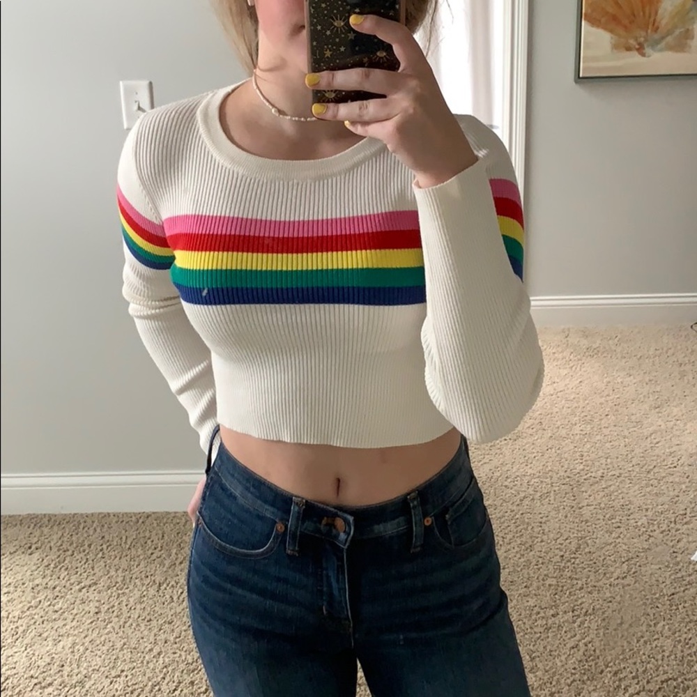 Rainbow long sleeve crop top